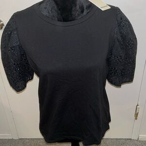 XL black short lace sleeves.